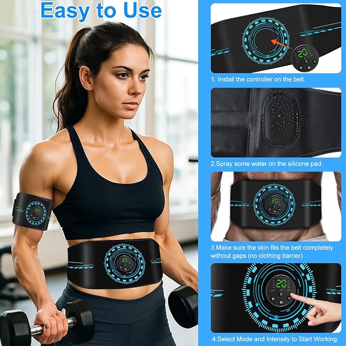 ABS Stimulator Muscle Toner, AB Machine for Abdomen/Arm/Leg, Muscle Stimulator for Muscle Growth, Ab Toning Belt Muscle Stimulator for Men and Women 3 Pack