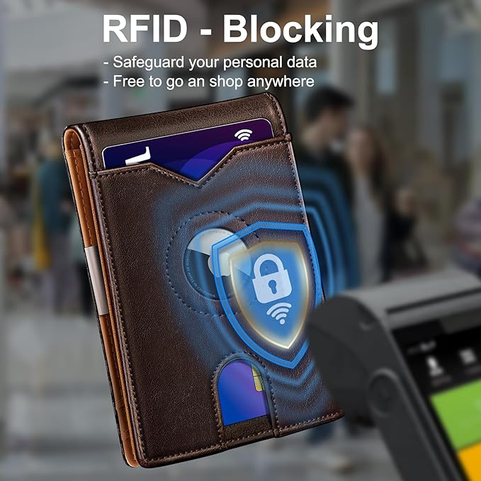 Airtag Wallet for Men,with Money Clip 11 Cards Slim Front Pocket Leather RFID Blocking Wallet with Gift Box