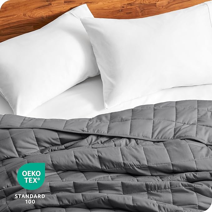 Bare Home Weighted Blanket King Size 25lb (80" x 87") for Adults - All-Natural 100% Cotton - Premium Heavy Blanket Nontoxic Glass Beads (Grey, 80"x87")