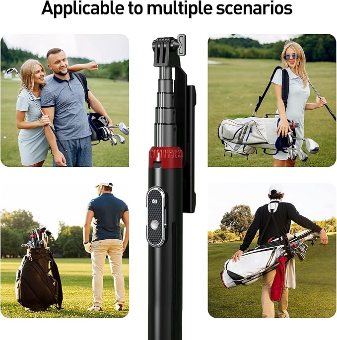 62" Phone Tripod & Selfie Stick for Golf Training, Extendable Cell Phone Tripod Stand with Wireless Remote and Phone Holder, Golf Training Aid - Compatible with iPhone Android iPhone