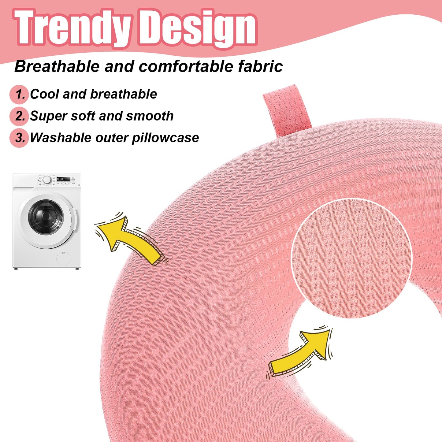 Travel Pillow Cover Neck Pillow Covers With Zipper Travel Pillow Case Replacement Cover Travel U Neck Pillow Case Cover Soft Smooth Neck Pillow Cover Stripe Travel Comfort Travel Accessories(pink)