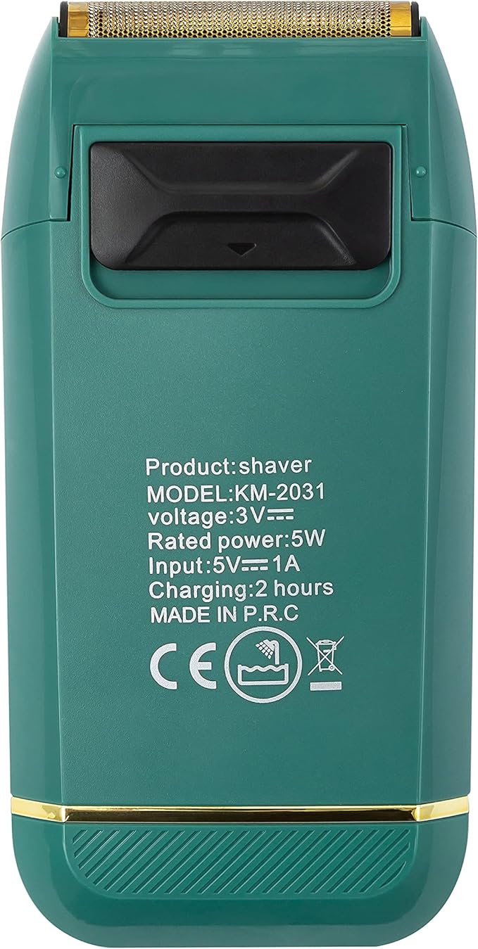 KEMEI Foil Shaver Double Electric Shaver for Men Electric Razors Head Shaver for Bald Men Barber Supplies Hair & Beard Trimmer Cordless Rechargeable, Green