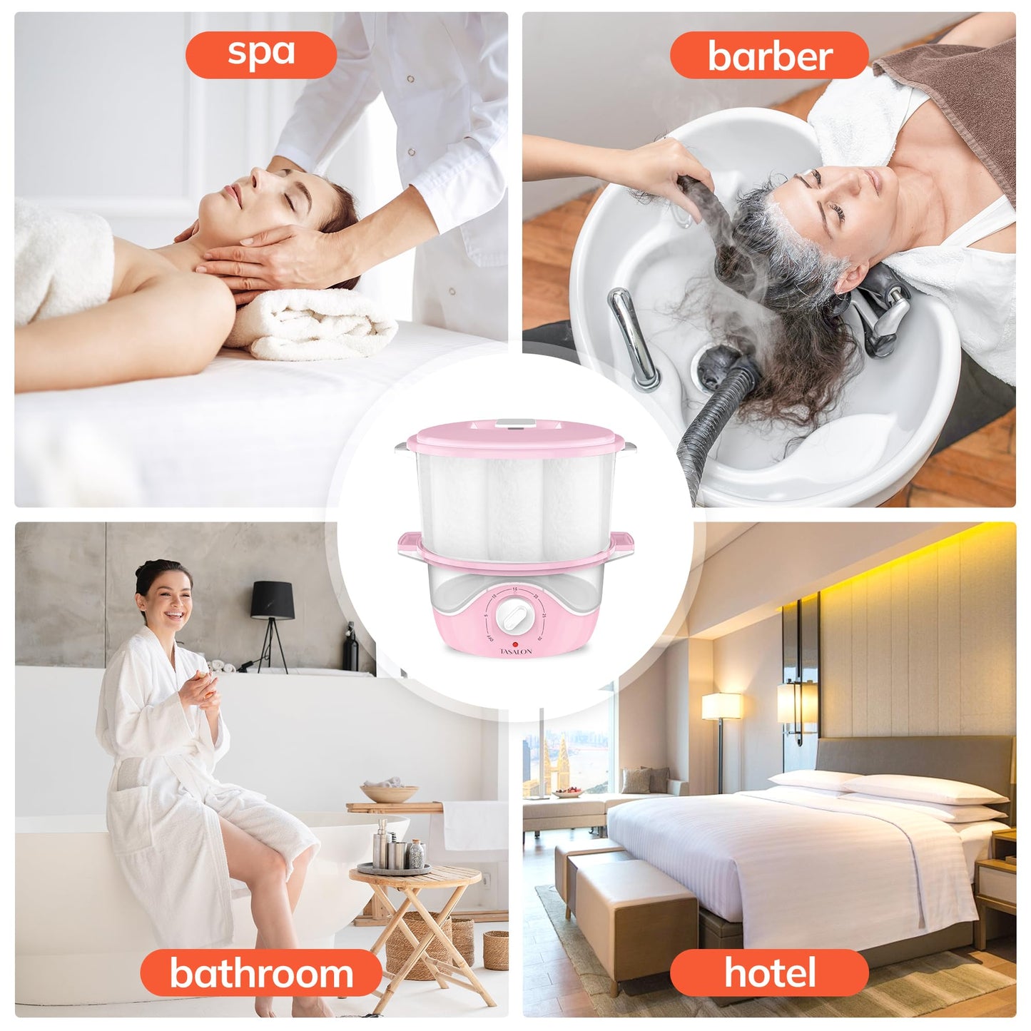 TASALON Pink Hot Towel Steamer for Facials, 5-Min Quick Heating Towel Warmer Machine, Portable Spa Salon Equipment with Aromatherapy for Massage