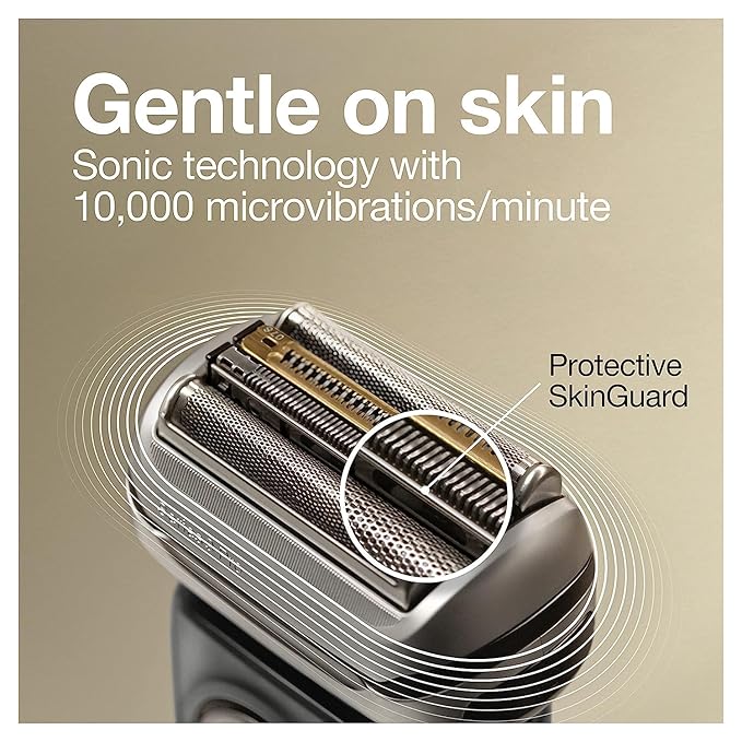 Braun Electric Razor for Men, Series 9 Pro 9465cc Wet & Dry Electric Foil Shaver with ProLift Beard Trimmer, Cleaning & Charging SmartCare Center, Head Shavers for Bald Men, Noble Metal