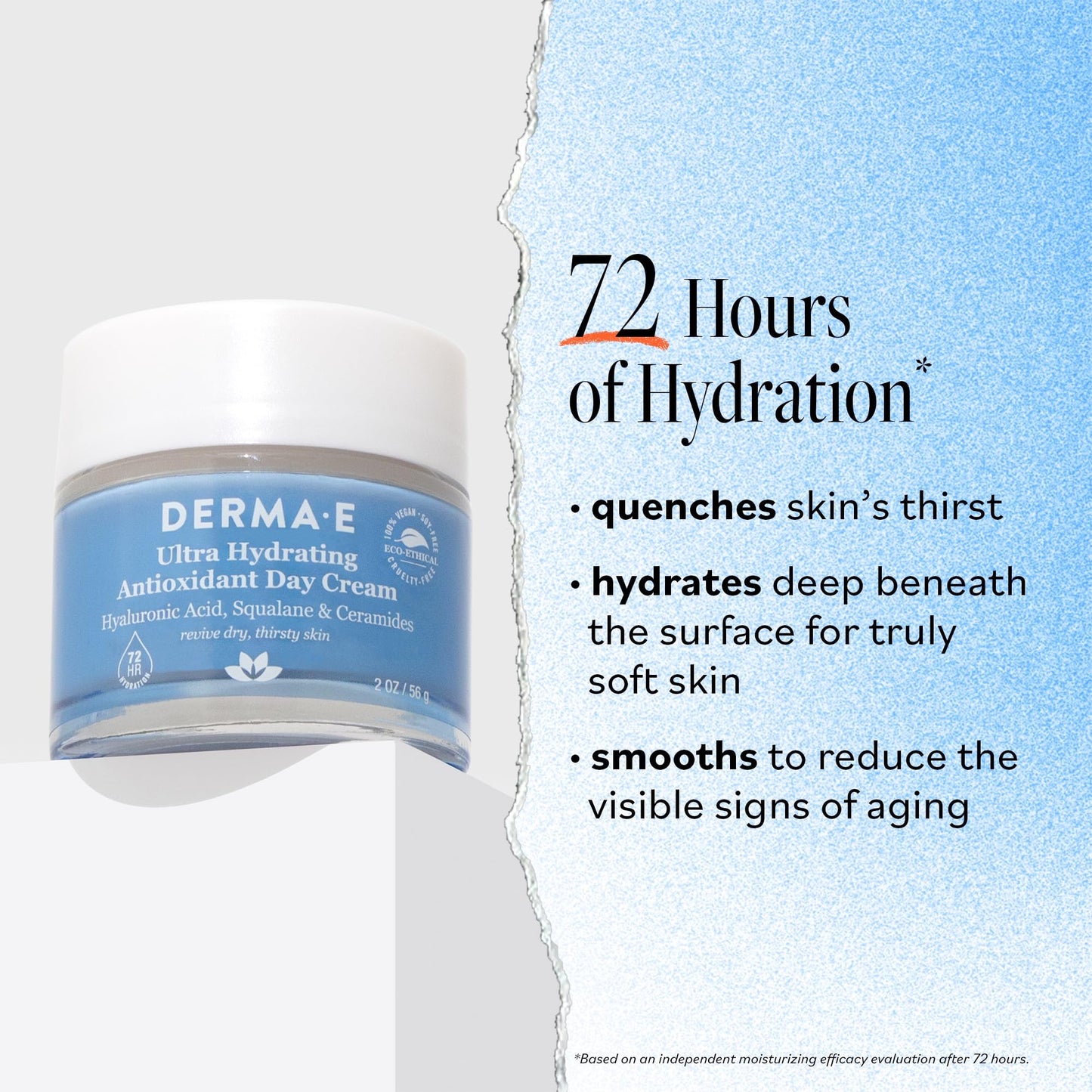 Derma E Ultra Hydrating Antioxidant Day Cream – Face Moisturizer with Hyaluronic Acid, Squalane, and Ceramides to Smooth and Nourish, Hydrating Face Moisturizer for Sensitive Skin, 2 Fl Oz