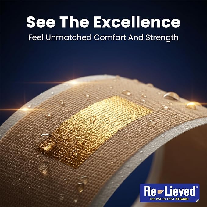 4% Lidocaine Maximum Strength Pain Relief Kinesiology Tape - Relieves Back, Joints and Muscle Pains - Superior Sticking, Aluminum-Free Water Resistant, and USA Made - 2" x 10" Strips