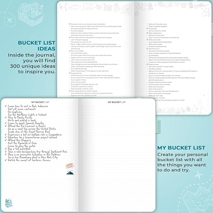 Clever Fox Bucket List Journal Large – Inspirational Book for Memories & Adventures – Motivational Bucket List Notebook for Couples, A4 (Aquamarine)