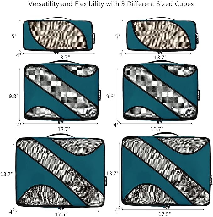 BAGAIL 6 Set Packing Cubes,Travel Luggage Packing Organizers
