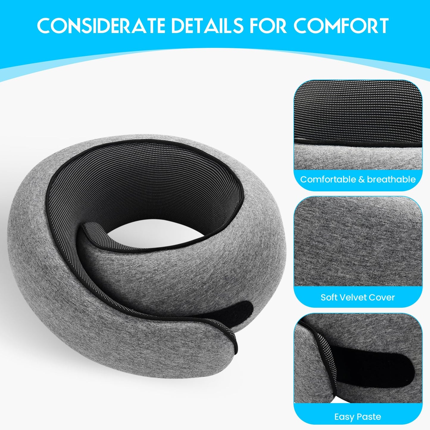 2024 New Memory Foam Travel Pillow for Airplanes,Neck Pillow for Traveling,Neck Plus Travel Pillow,Neck Plus Travel Neck Pillow