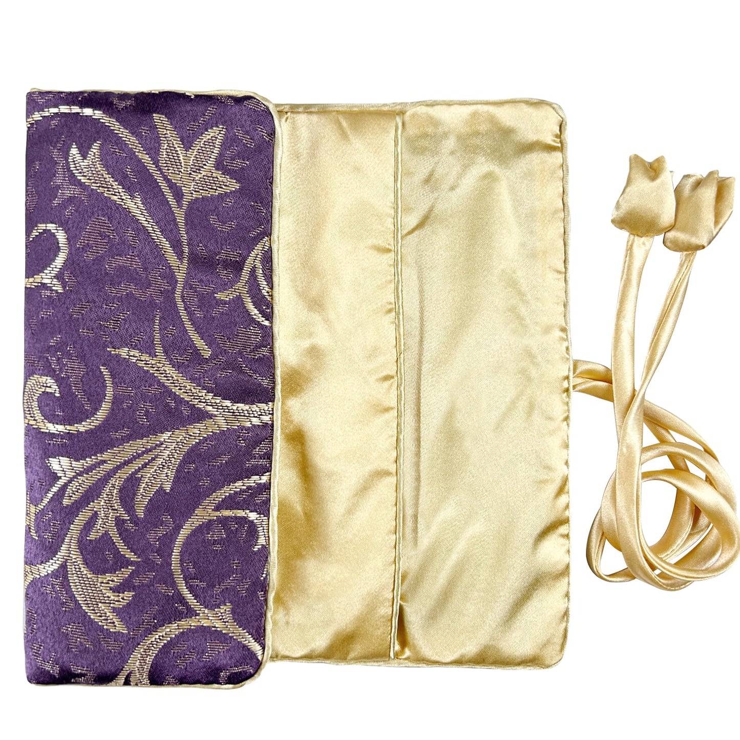 Purple Travel Jewelry Bag Roll, Elegant Violet Jewelry Organizer Roll Foldable Jewelry Pouch for Traveling Rings & Necklaces & Earrings, Luxury Gift, with Zipper Pockets Inside (Purple,Matte)