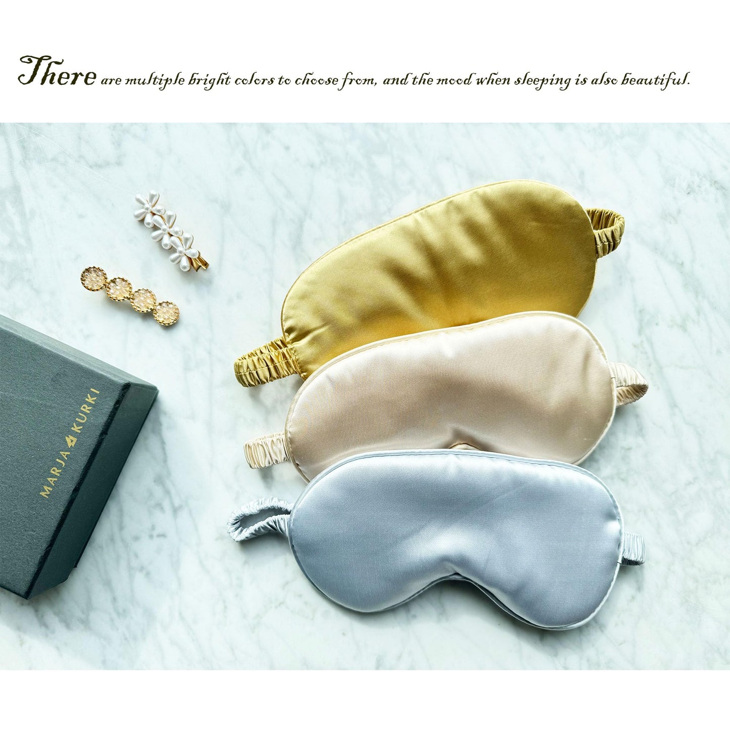 QSYW Silk Eye Mask for Sleeping - Satin Eye Cover with Silk Storage Bag Beige