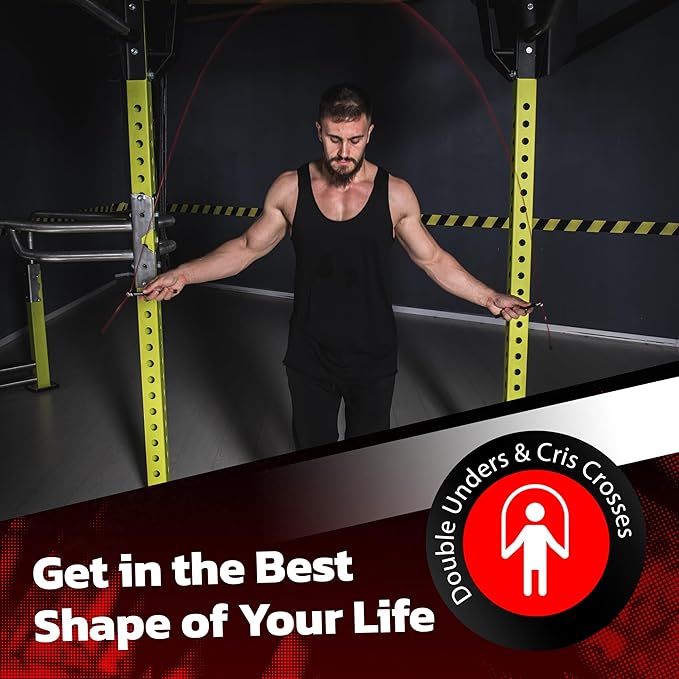 Jump Ropes for Fitness with 2 Jumping Rope Cables - Speed Jump Rope for Men and Women - Adjustable Skipping Rope - Speed Rope for CrossFit, Boxing, Exercise - Indoor and Outdoor Workout Essentials
