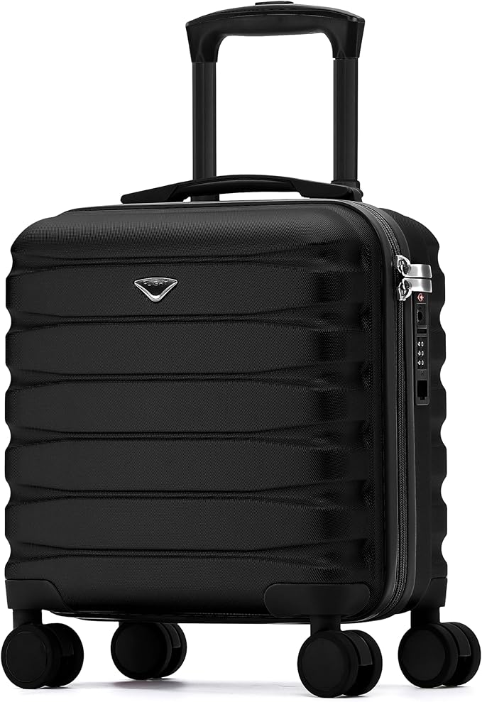 Carry On Suitcase Hardside TSA Lock & USB Port Silent Double Spinner Wheels Maximum Underseat Carry-On Bag For Virgin & South West Approved Airlines( 16.25x13.5x8" ,Black )