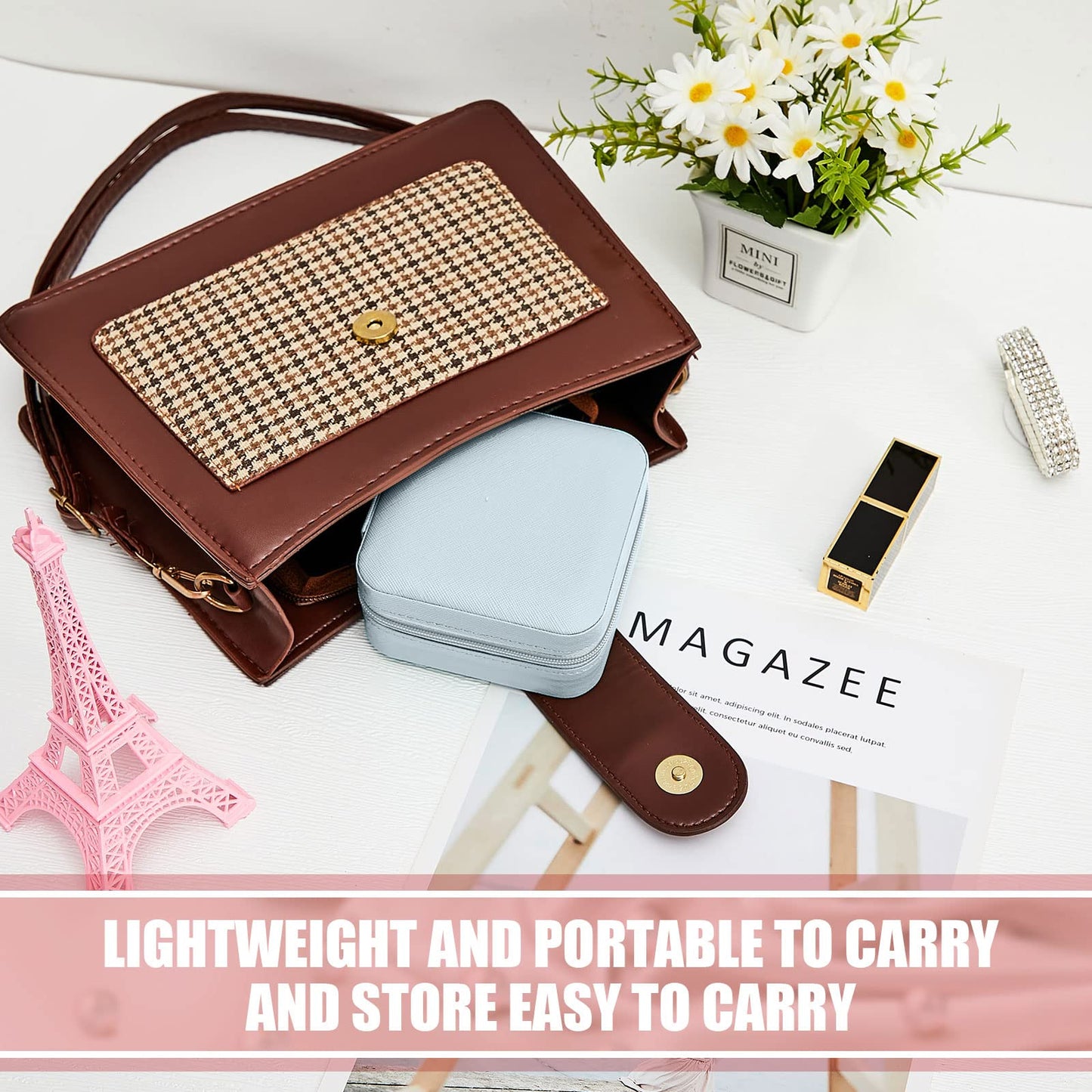 12 Pcs Travel Jewelry Case Bridesmaid Gift Boxes Jewelry Travel Organizer Small Jewelry Box Mini Storage Organizer Storage Box for Women Girls Bridesmaid Gift(Light Blue)