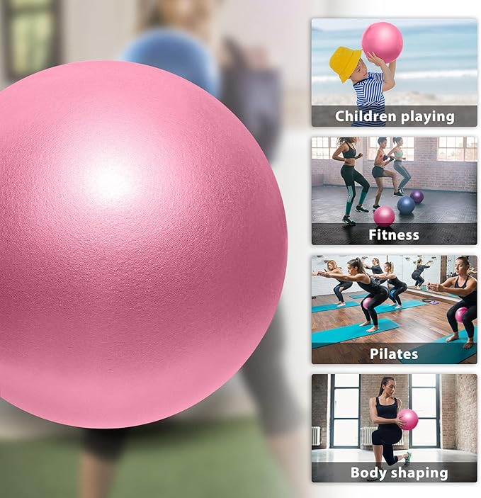 Cikyner Soft Pilates Ball, Small Exercise Ball 9 Inch Mini Gym Ball with Inflatable Straw, Suitable for Pilates, Yoga, Full Body Training, Physical Therapy and Balance improving at Home, Gym & Office
