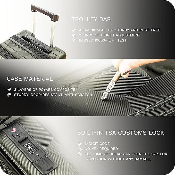 20 inch Carry On Luggage Expandable Top Opening/Clamshell Opening, TSA Approved Carry On Luggage Hard Shell Suitcases, Lightweight Away Carry On Suitcases with Large Capacity Backpack