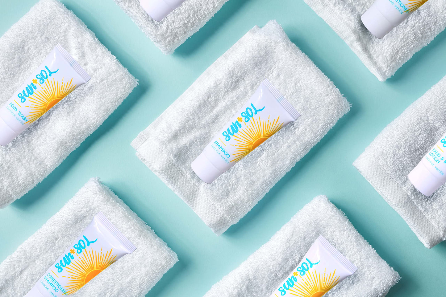 World Amenities Sun + Sol Bulk Hydrating Conditioner With Warm Coconut & Vanilla Fragrances, Travel Size Toiletries, Mini Hotel Amenities, 0.7 oz, 50 Count