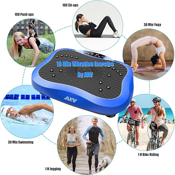 AXV Vibration Plate Exercise Machine Whole Body Workout Vibrate Fitness Platform Lymphatic Drainage Machine for Weight Loss Shaping Toning Wellness Home Gyms Workout