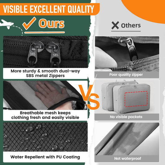 Compression Packing Cubes for Travel, Lightweight 6 Set Bags Cruise Must Haves for Luggage Carry On Suitcase and Clothes Organizer, Durable Vacation Essentials and Accessories Gifts for Women and Men