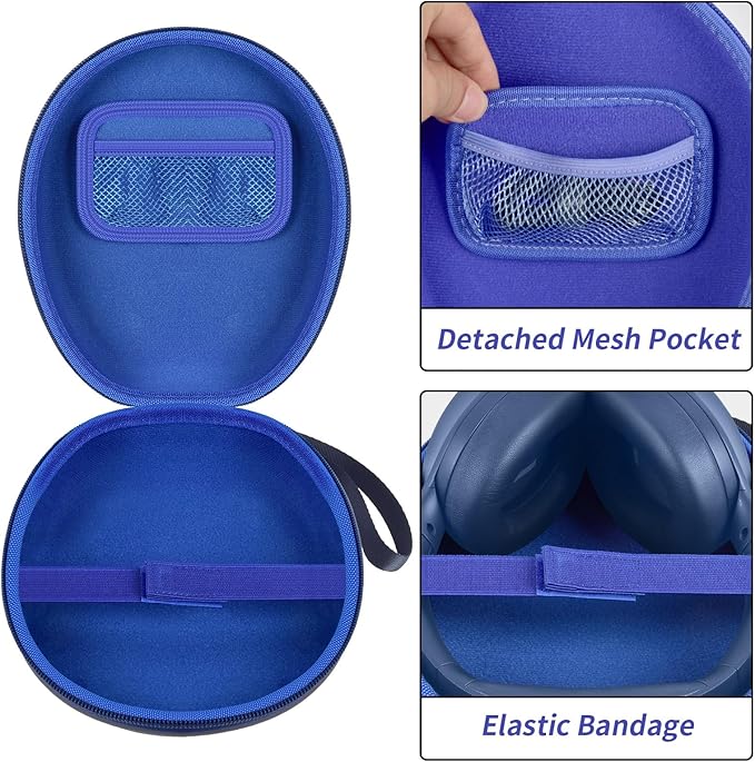 Comecase Universal Headphone Case Comepatible with JBL/for Beats/for Sony/for Bose Max Over Ear Headphone and More, Travel Carrying Box for Bluetooth Wireless Headset (Blue)