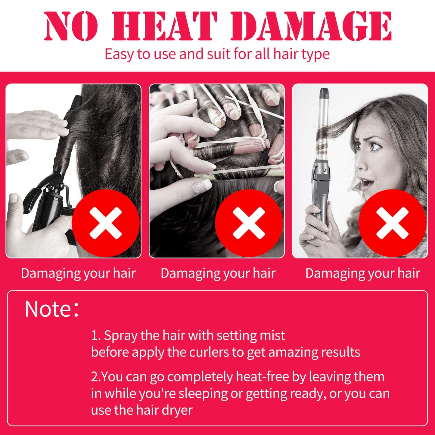 30 Pieces Heatless Waves Curlers Spiral Curls Styling Kit No Heat Hair Waver Spiral Curlers Rollers with 2 Pieces Styling Hooks for Most Hairstyles (65 cm)