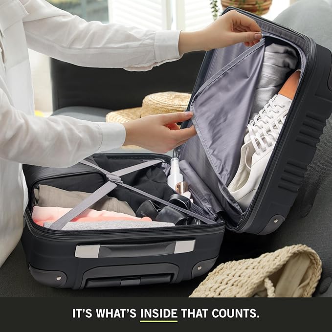 Kenneth Cole REACTION Out of Bounds Lightweight Hardshell 4-Wheel Spinner Luggage, Midnight Black, 2-Piece Set (20" & 28")