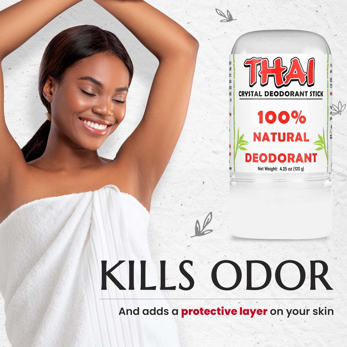 2-PACK Thai Deodorant Stones - Clinically Tested - Crafted in USA - Dermatologist Approved Natural Crystal Salt Odor Protection for Men, Women & Teens