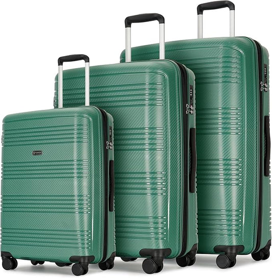 4 Piece Hardshell Expandable Luggage Sets with Spinner Wheels TSA Lock,Large Suitcases with Wheels, 20inch 25inch 29inch, Green