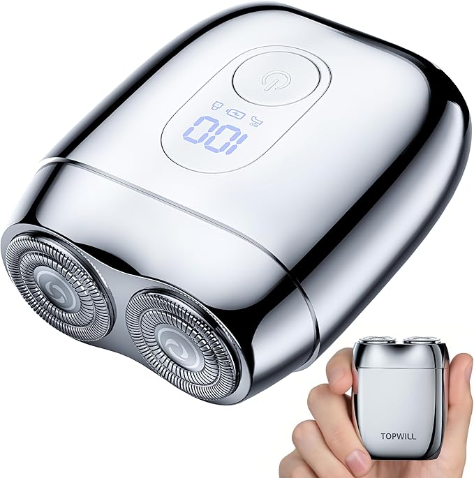 All-Metal Mini Electric Shaver for Men – Smooth & Close Shave, Portable USB-C Rechargeable Razor with Mirror Cap, Waterproof Wet/Dry, Ideal Gift for Dad Husband Boyfriend – RX40 Silver