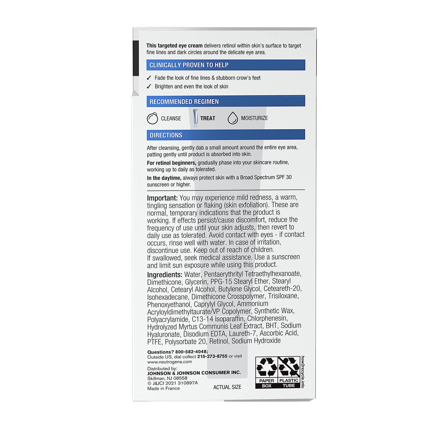 Neutrogena Rapid Wrinkle Repair Retinol Anti-Wrinkle Eye Cream for Dark Circles, Daily Eye Wrinkle Cream with Hyaluronic Acid & Retinol, Paraben-Free, 0.5 fl. oz