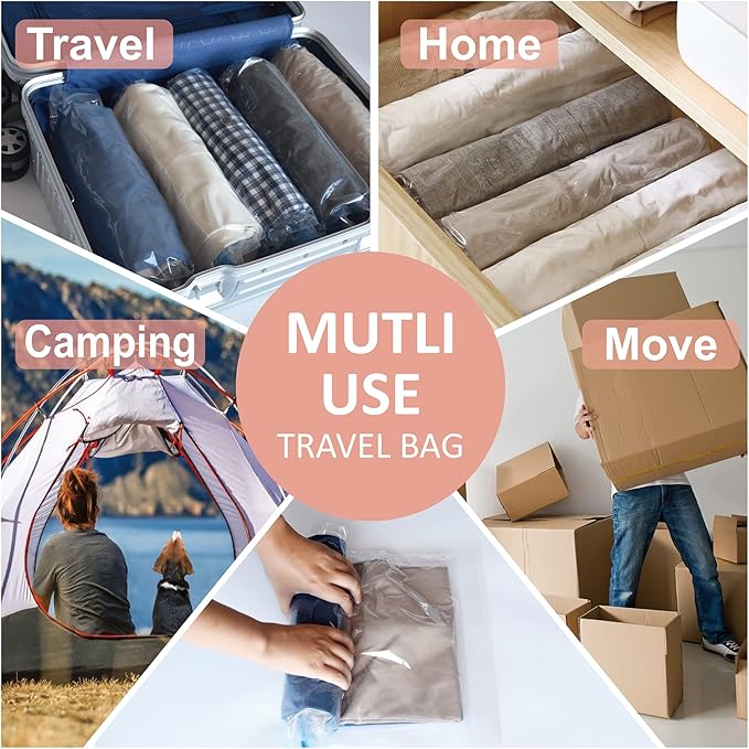 Compression Bags for Travel - Travel Essentials - 20 Pack Space Saver Bags - No Vacuum Needed - Compression Packing Bags for Cruise Accessories