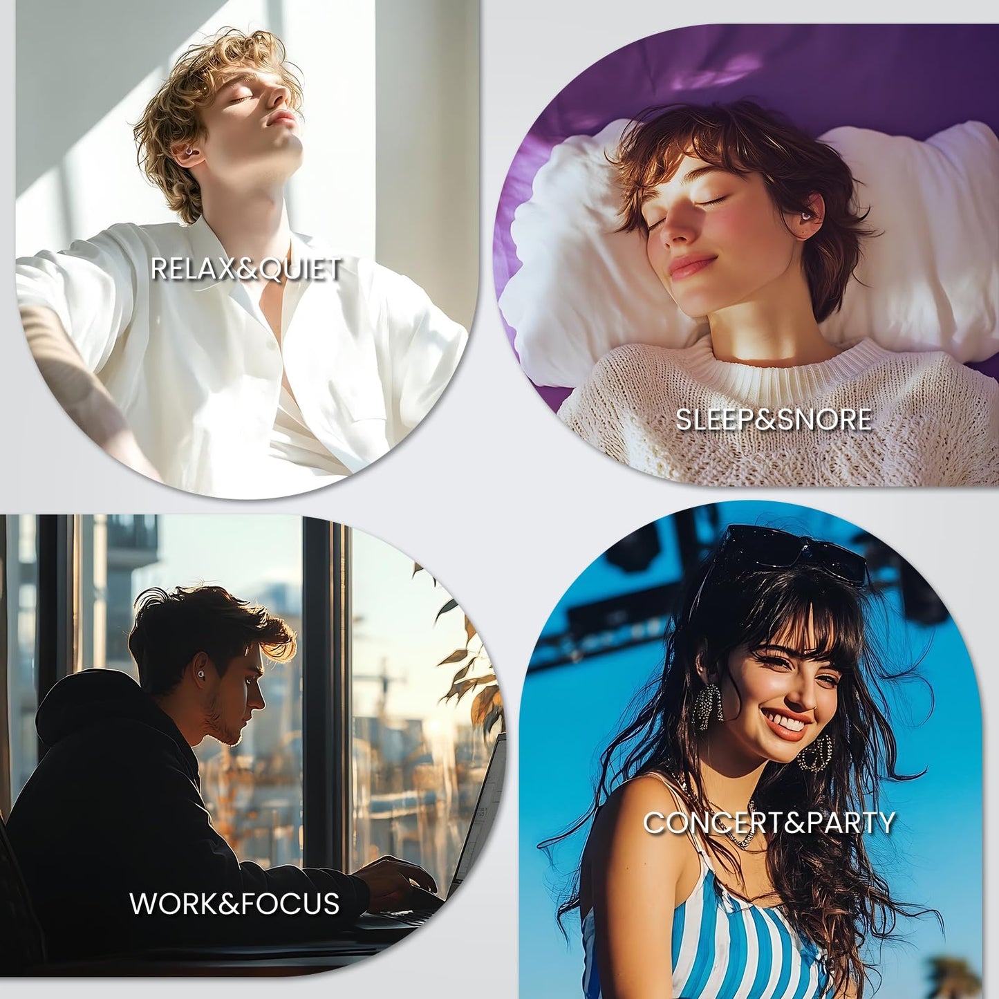 JUSTRVN Ear Plugs for Sleeping,2 Pairs of Stylish Reusable Noise Reduction Earplugs with 8 Pairs Tips & case,Hearing Protection Earplugs for Concert,Travel,Work,Live Events - 25dB-30dB