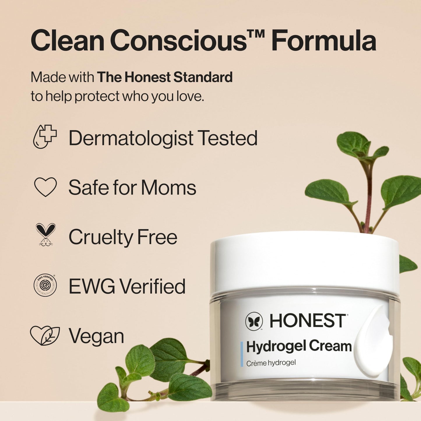 Honest Beauty Mini Hydrogel Cream with Hyaluronic Acid | Lightweight, Moisturizing Water Cream | Gentle for Sensitive Skin, Fragrance Free, Vegan | Travel Size, .57 fl oz