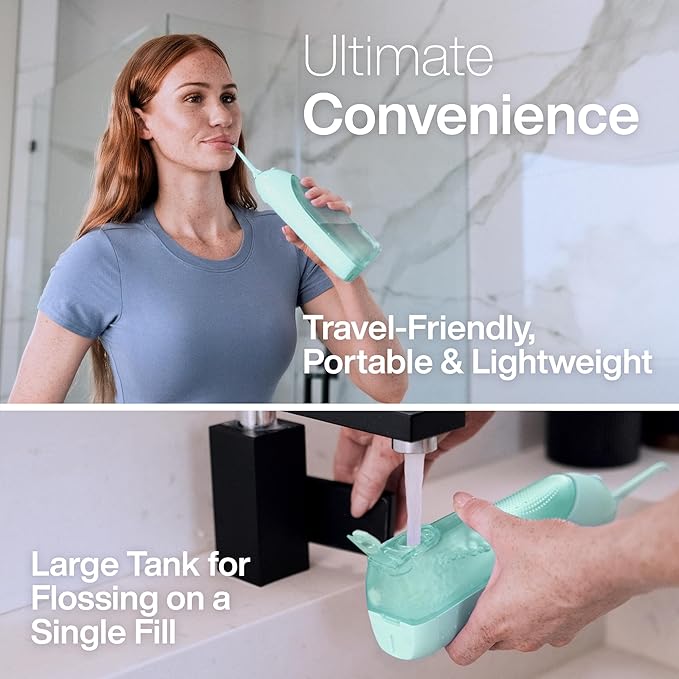 AquaSonic Icon Water Flosser for Teeth – Cordless Rechargeable Oral Irrigator – Waterproof, Portable Dental Cleaning with Jet Tip – Braces Home Travel - Mint