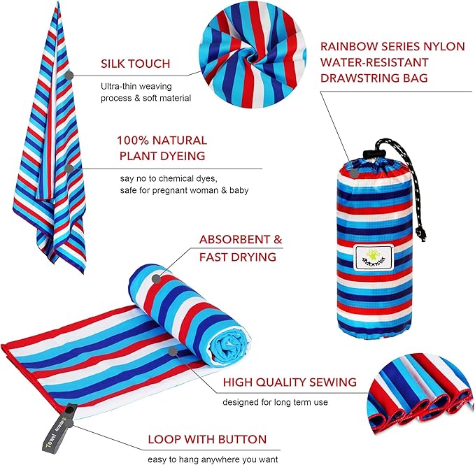 4Monster Microfiber Beach Towel Quick Dry,Super Absorbent Lightweight Travel Towel for Swimmers, Sand Free Camping Towel, Beach Towels for Pool,Swim,Water Sports,Yoga