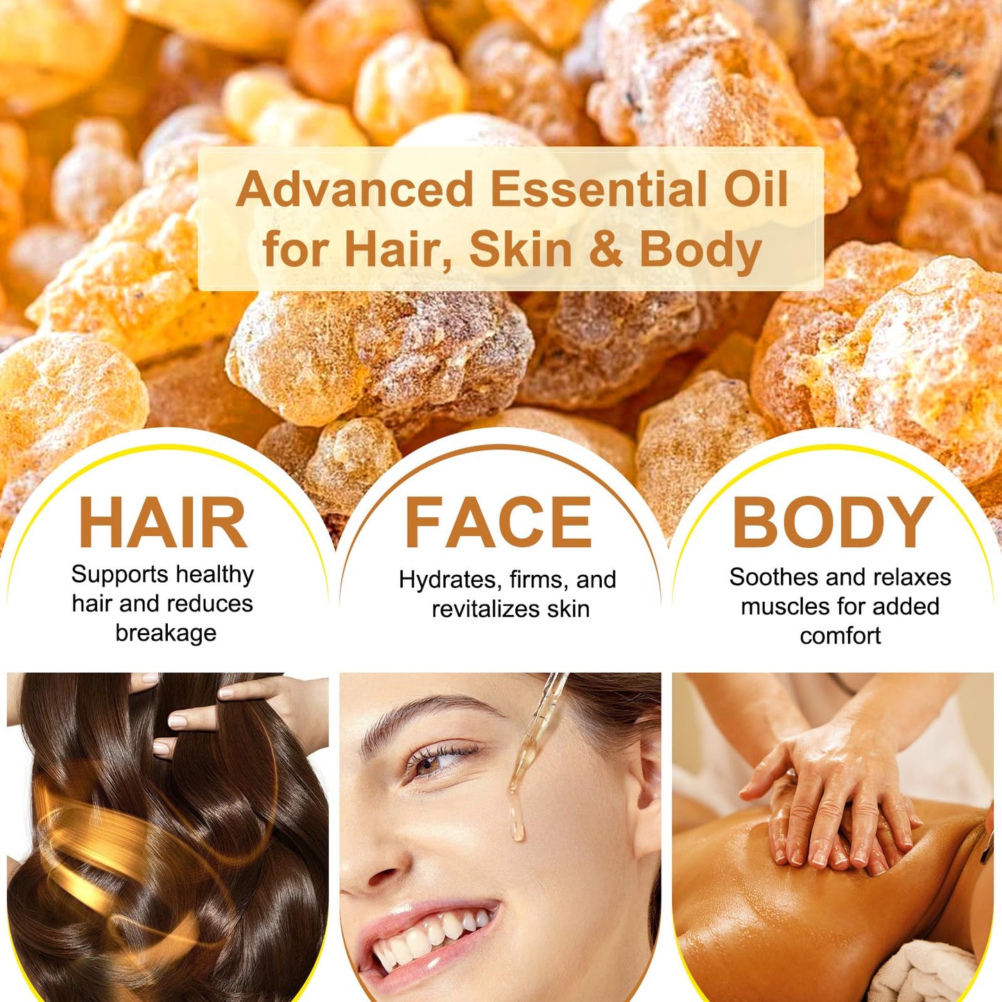 Frankincense Resin Oil for Face 2.02 fl.oz, Reduces Fine Lines & Wrinkles, Soothes & Repairs Skin, Deep Hydration for Body, Anti-Aging Serum Frankincense Skin Essential Oil Wrinkle