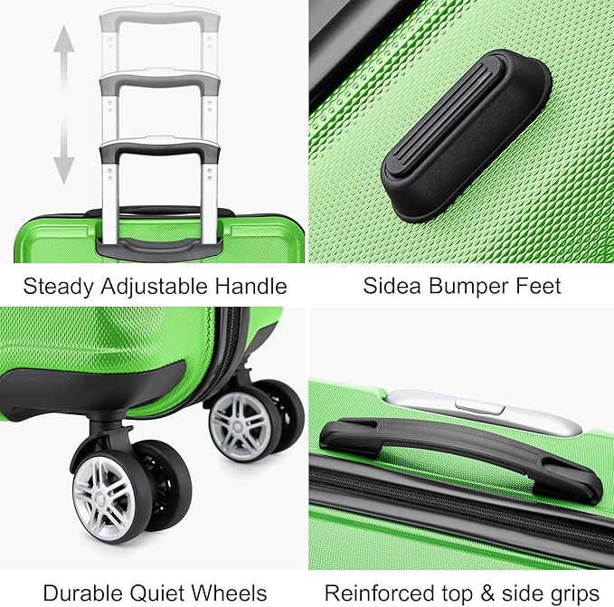 Kono 20'' Carry on Luggage Lightweight with Spinner Wheel TSA Lock Hardside Luggage Durable Small Carry on Suitcase Apple Green