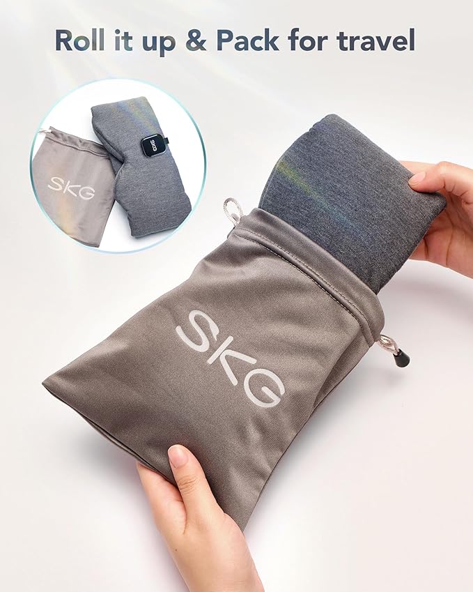 SKG White Noise Machine Eye Mask - 100% Light Blocking Sleep Mask, 27 Soothing Sounds, 3D Surround, 12H Battery Life, Portable & Easy Storage, Noise Canceling for Office & Sleeping