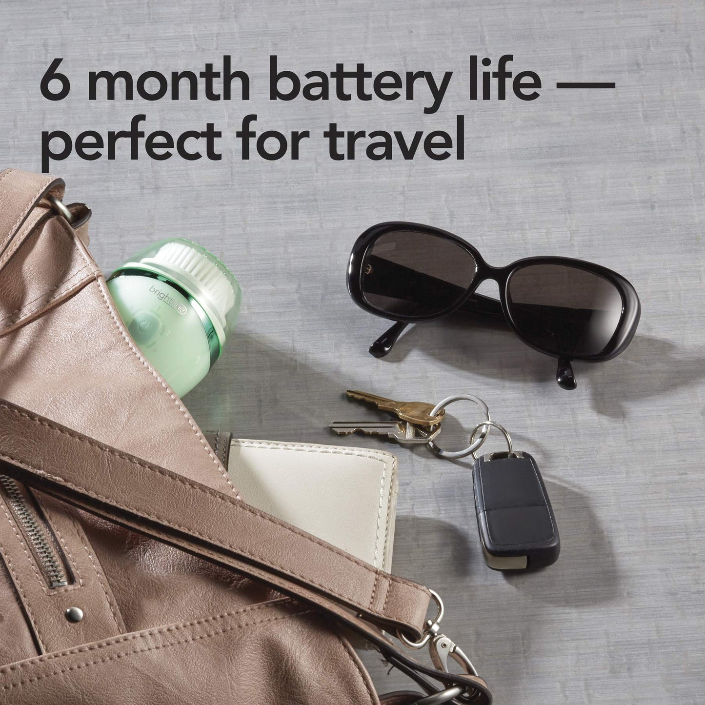 Brightline Sonic Rechargeable Electric Facial Cleansing Brush System, Face Exfoliator with 6 Intensity Settings, 3 Scrub Brush Heads, Green