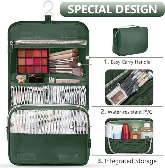 8 Set Packing Cubes for Travel, Gifts for Women Mom,Anti-Tearing Suitcase Organizer for Luggage with Shoe & Hanging Toiletry Bag,OlarHike Vacation Essentials & Accessories for Cruise Ship,Dark Green