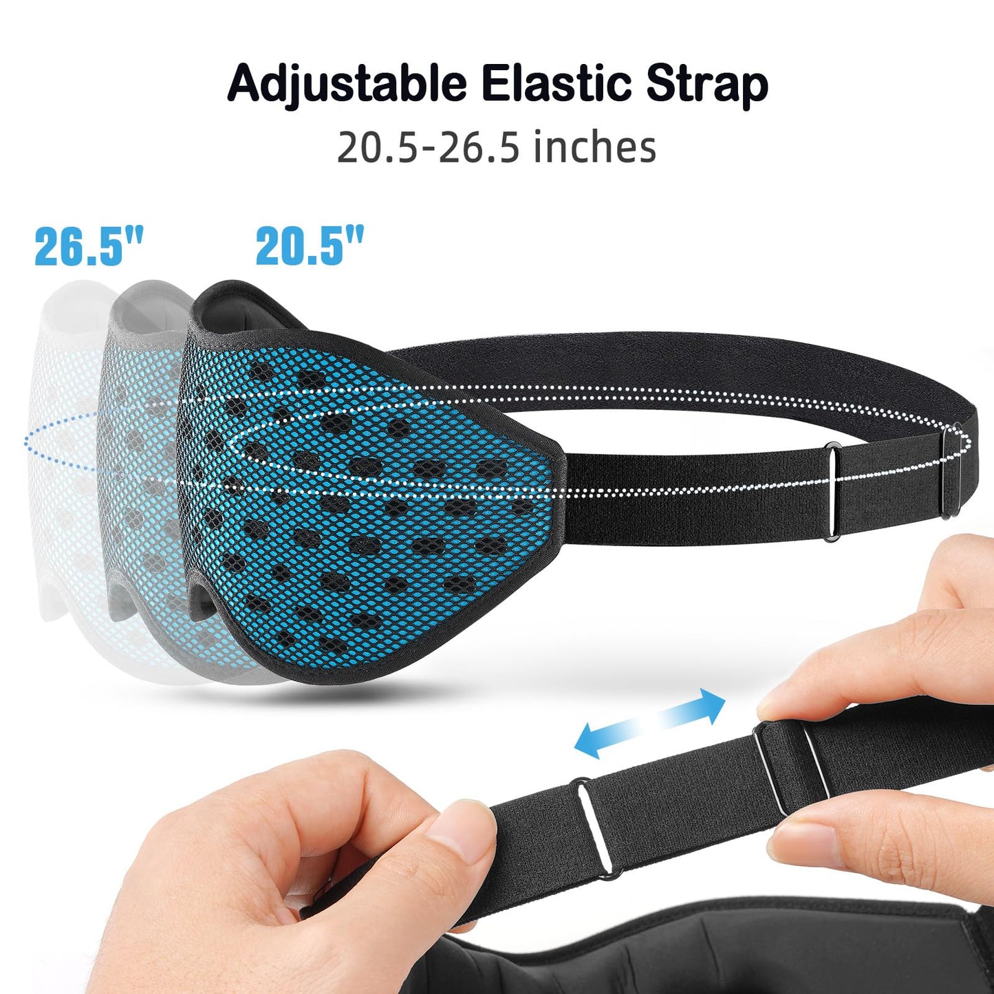 LitBear Breathable Sleep Mask, 3D Eye Mak Sleep for Side Sleepers Women Men, Light Blocking Sleeping Mask with Adjustable Strap, Soft Lightweight Eye Cover for Travel, Night Work, Nap, Office - Blue