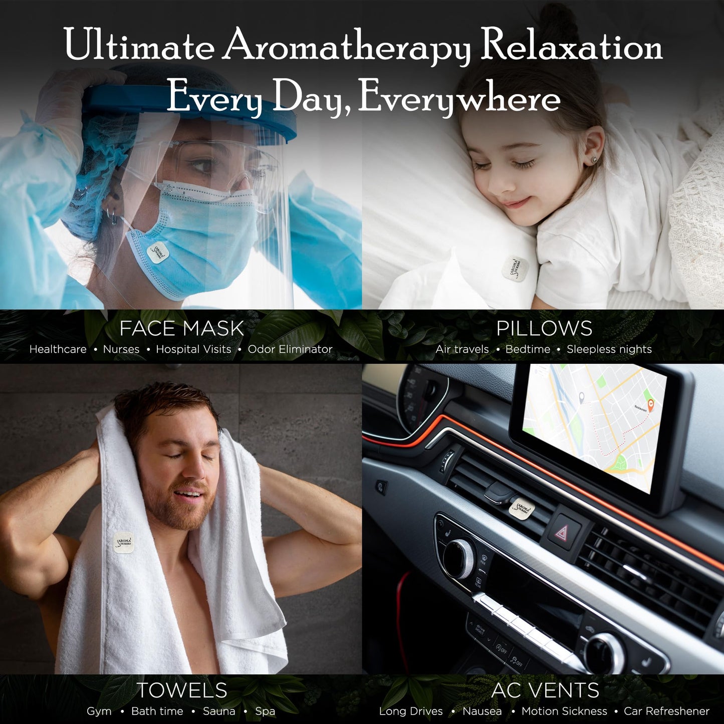 AROMA STICKERS® Original Blend Edition All in One - 100% Natural Essential Oil Scented - Aromatherapy Sticker Diffuser for Relaxation & Energy Boost (Pack of 5, 12 Stickers/Pack, 60 Stickers Total)