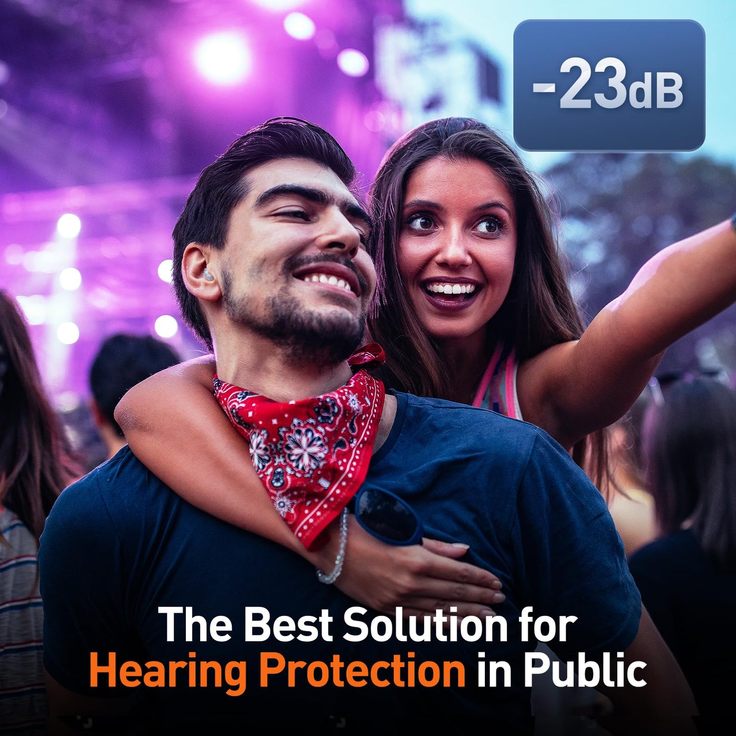 Reure High Fidelity Concert Ear Plugs, Noise Cancelling Silicone Ear Plugs 2 Pairs Great for Concerts Loud Music, Musicians, Motorcycles, Airplanes, Raves, Hearing Protection -23 dB