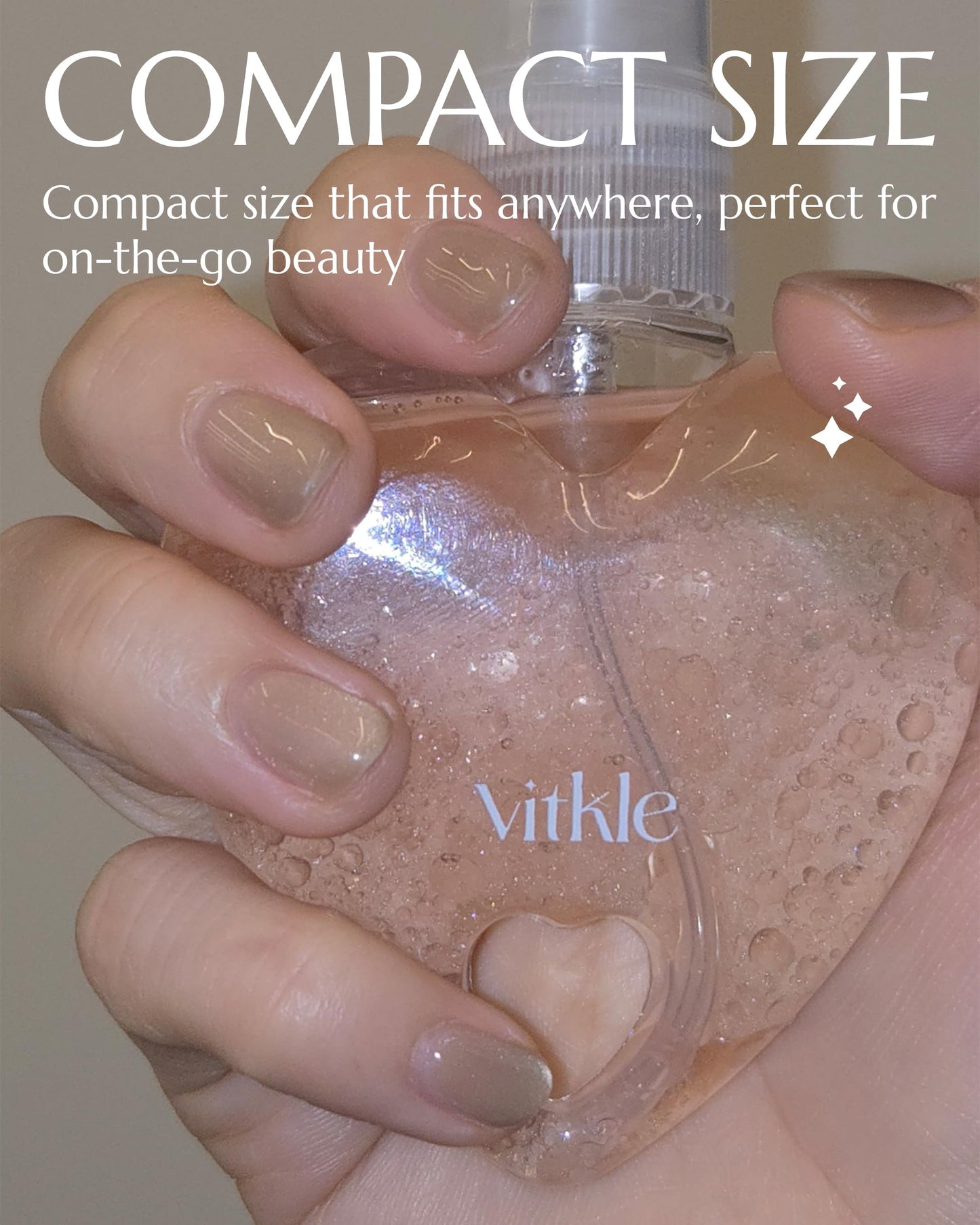 Vitkle Heart Shape Clear Keychain Refillable Bottle - Korean Travel Portable Mini Spray Container for Face Mist Serum Toner Skincare Products, 1.69 fl.oz.