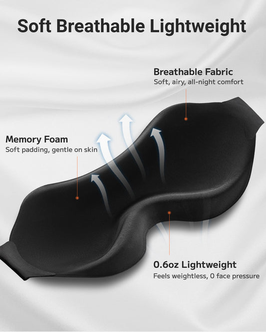 Sleep Eye Mask for Side Sleeper Men Women 3 Pack: 100% Blackout 3D Eye Masks for Sleep - Zero Eye Pressure Sleeping Mask - Airplane Travel Essentials Night Cover for Lash Extensions