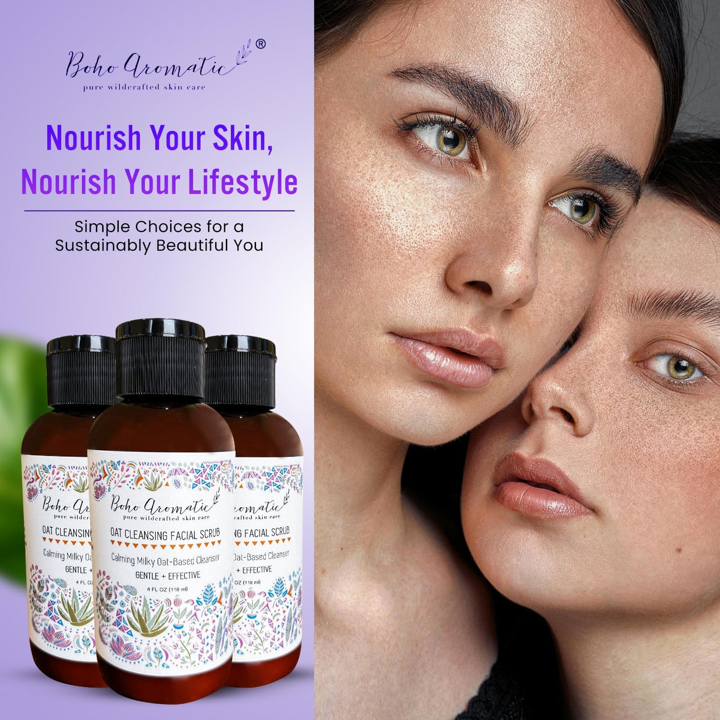 Oat Cleansing Facial Scrub, Calming Milky Oat-Based Cleanser Polishes away skin-dulling buildup without micro-tears, Face Wash to Soothe and Hydrate dry skin, Multi‑Function