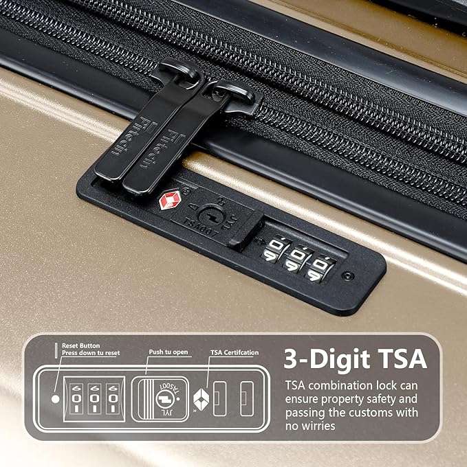 28 Inch Luggage with Spinner Wheels, Lightweight Expandable PC Hardside Large Checked Luggage with TSA Lock, Durable Rolling Suitcase, Champagne