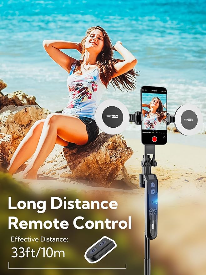 Auto Face Tracking Tripod 360 Rotation,Phone Tripod for iPhone w/Fill Light,Selfie Stick for iPhone w/Remote Control,70” Phone Holder Video Recording for Content Creators TikTok(UTK-02)