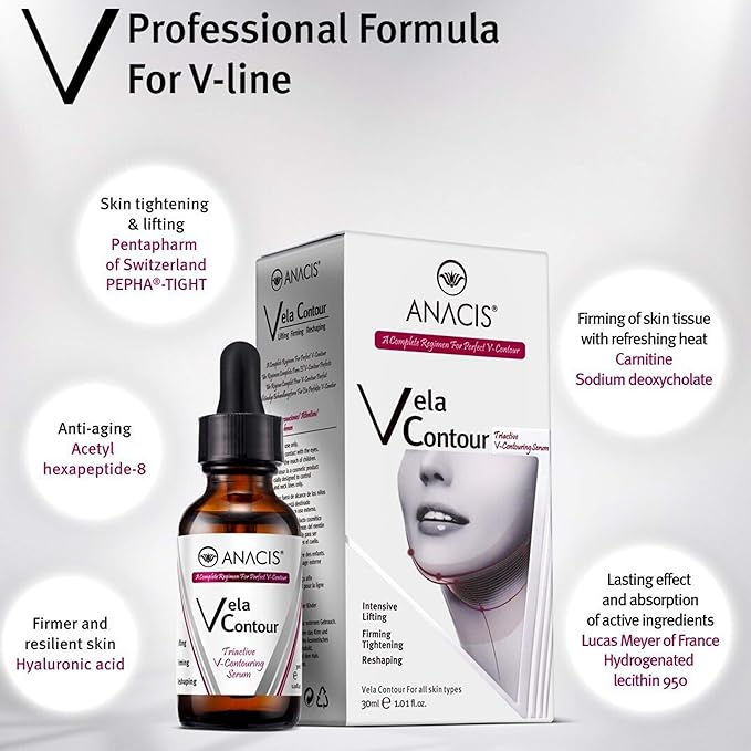 Advanced Neck Serum – V line Jawline - Fine Lines - Neck Wrinkles - Sagging Skin - Serum for Women and Men. Anacis