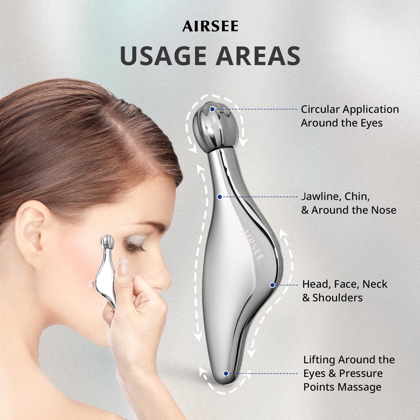 AIRSEE 3-in-1 Gua Sha Massage Tool, Eye Roller, Muscle Scraper, Help Skincare Products Absorb, Anti Aging Treatment, Reduces Wrinkles and Fine Lines, Beauty Tool with Travel Pouch Gifts